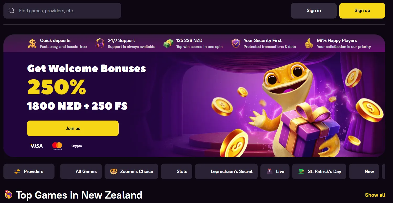 Available to all new Zoom Casino NZ players